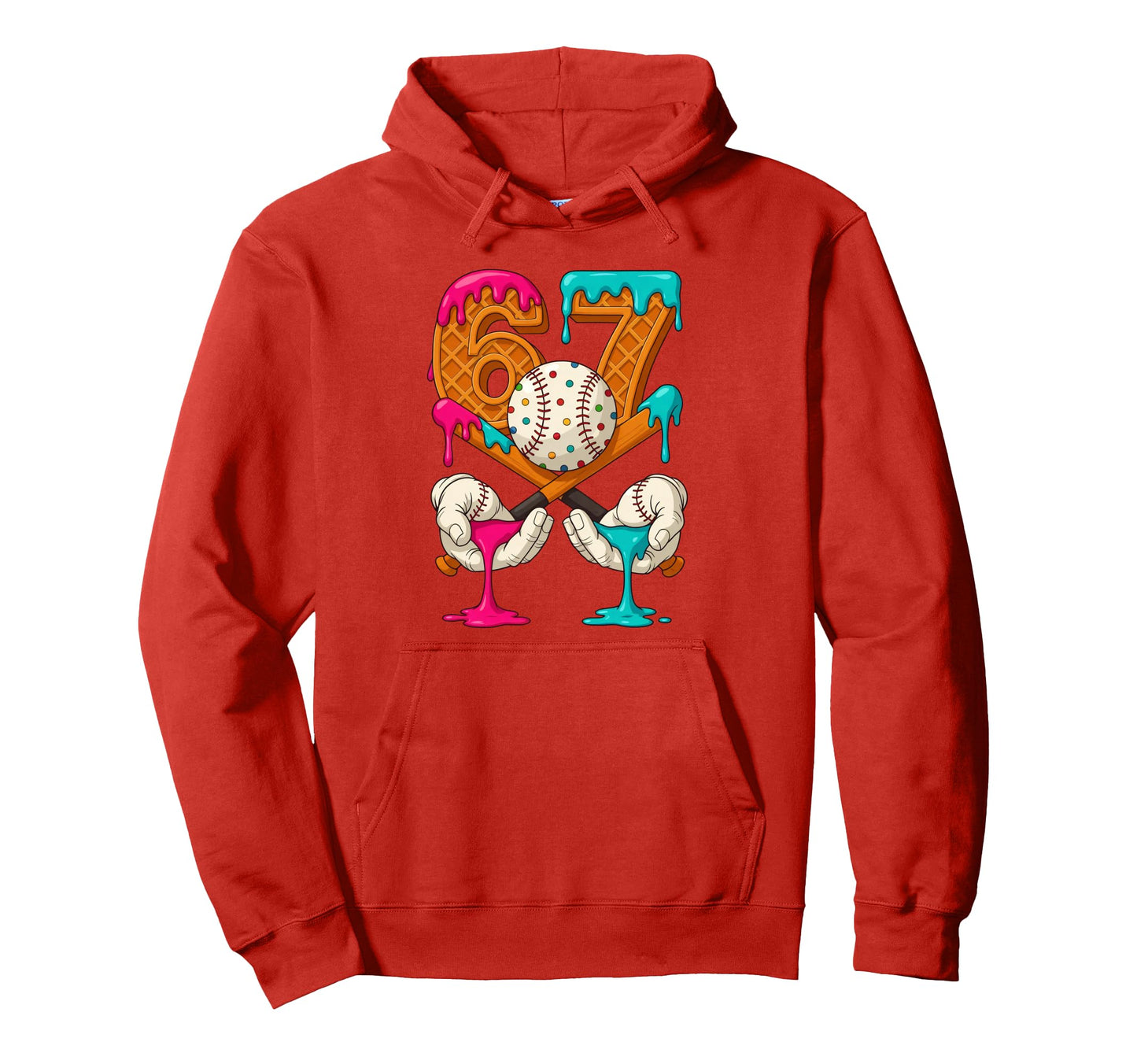 67 Ice Cream Drip Baseball Number 67 Hoodie - Aesthetic Graphic for Adults - T-Shirt, Sweatshirt, Hoodie