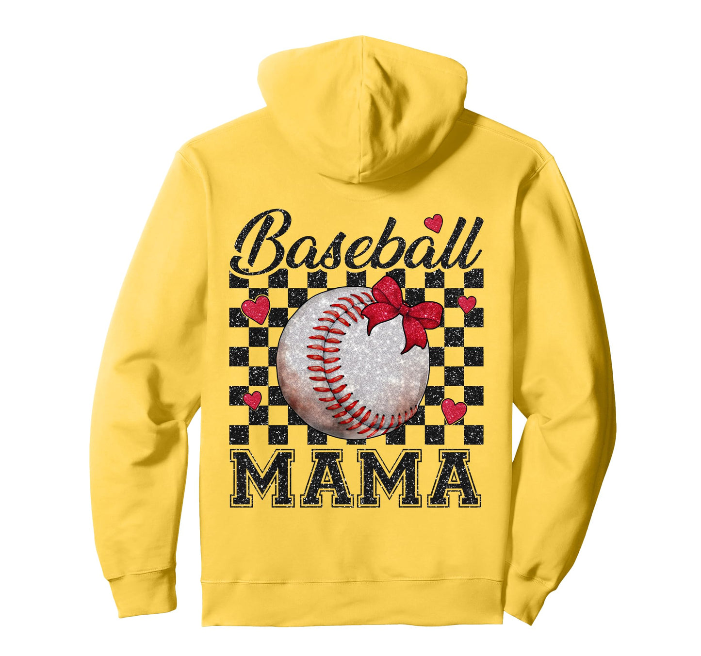 Baseball Mama Bow Softball Mom Baseball Hoodie - Unique Graphic Unisex - T-Shirt, Sweatshirt, Hoodie