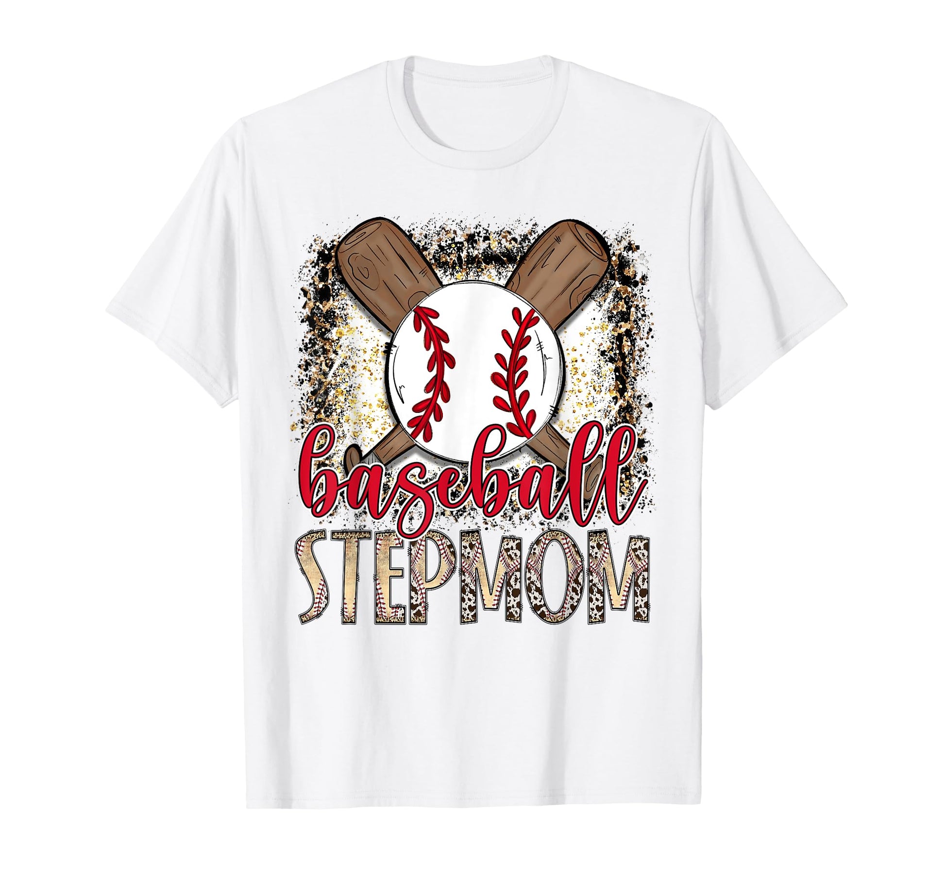 Baseball Stepmom Leopard Proud Ball T-Shirt - Graphic Print for Adults - T-Shirt, Sweatshirt, Hoodie