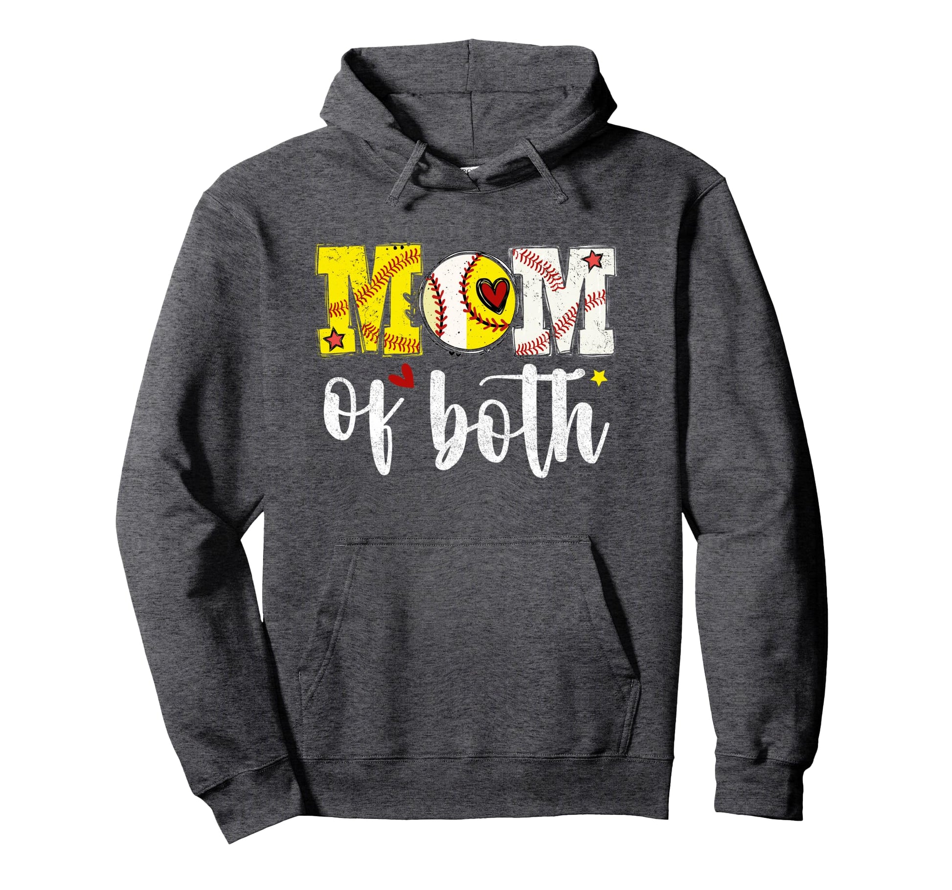 Mothers Day Mom Both Baseball Softball Hoodie - Custom Art Print for Adults - T-Shirt, Sweatshirt, Hoodie