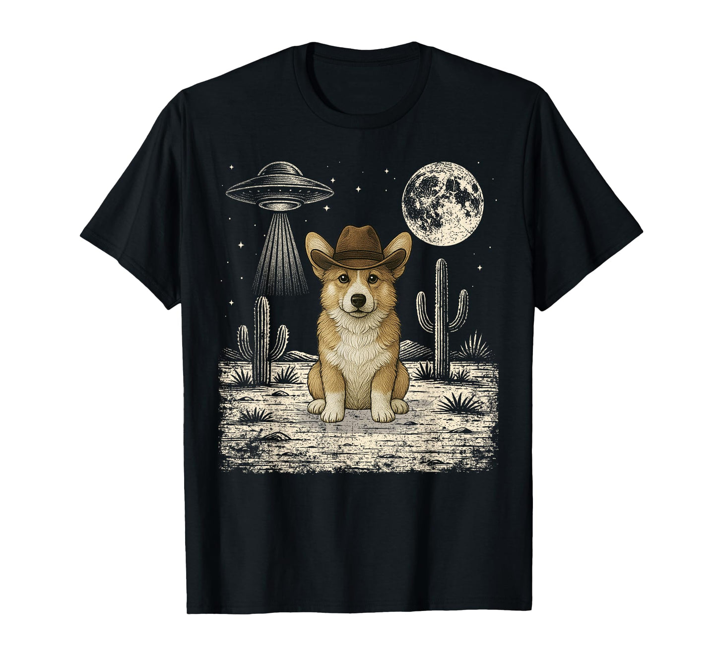 Funny Corgi Cowboy Western Dog Ufo T-Shirt - Unique Graphic Men Women - T-Shirt, Sweatshirt, Hoodie