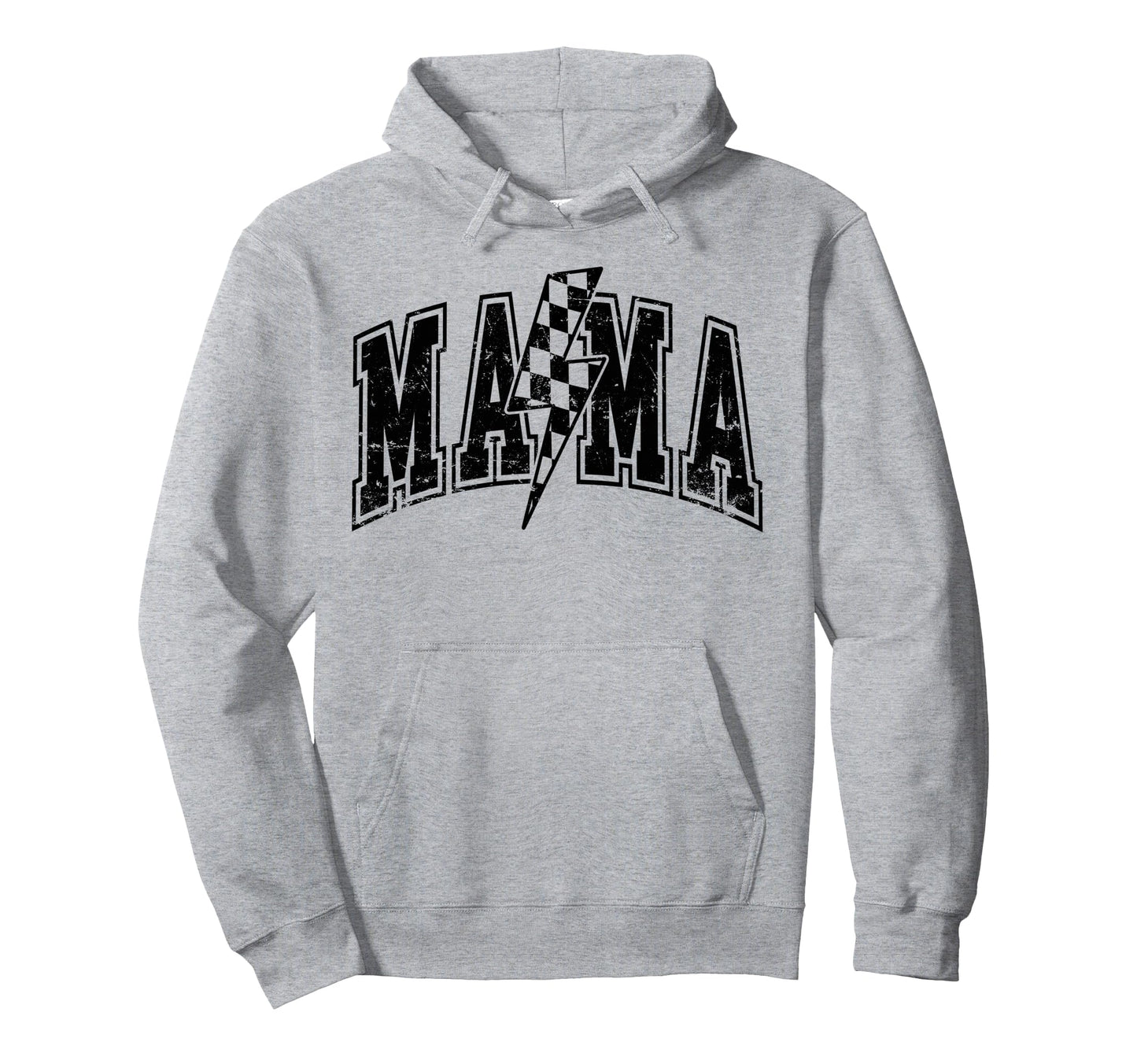 Mama Lightning Bolt Checkered Mothers Hoodie - Streetwear Style for Adults - T-Shirt, Sweatshirt, Hoodie