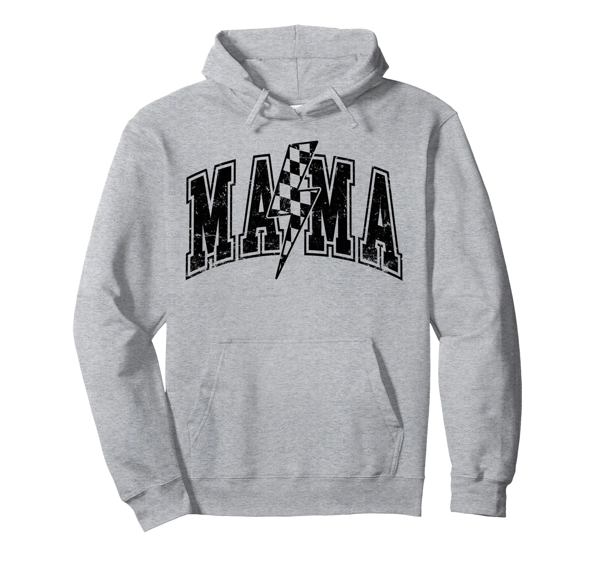 Mama Lightning Bolt Checkered Mothers Hoodie - Streetwear Style for Adults - T-Shirt, Sweatshirt, Hoodie