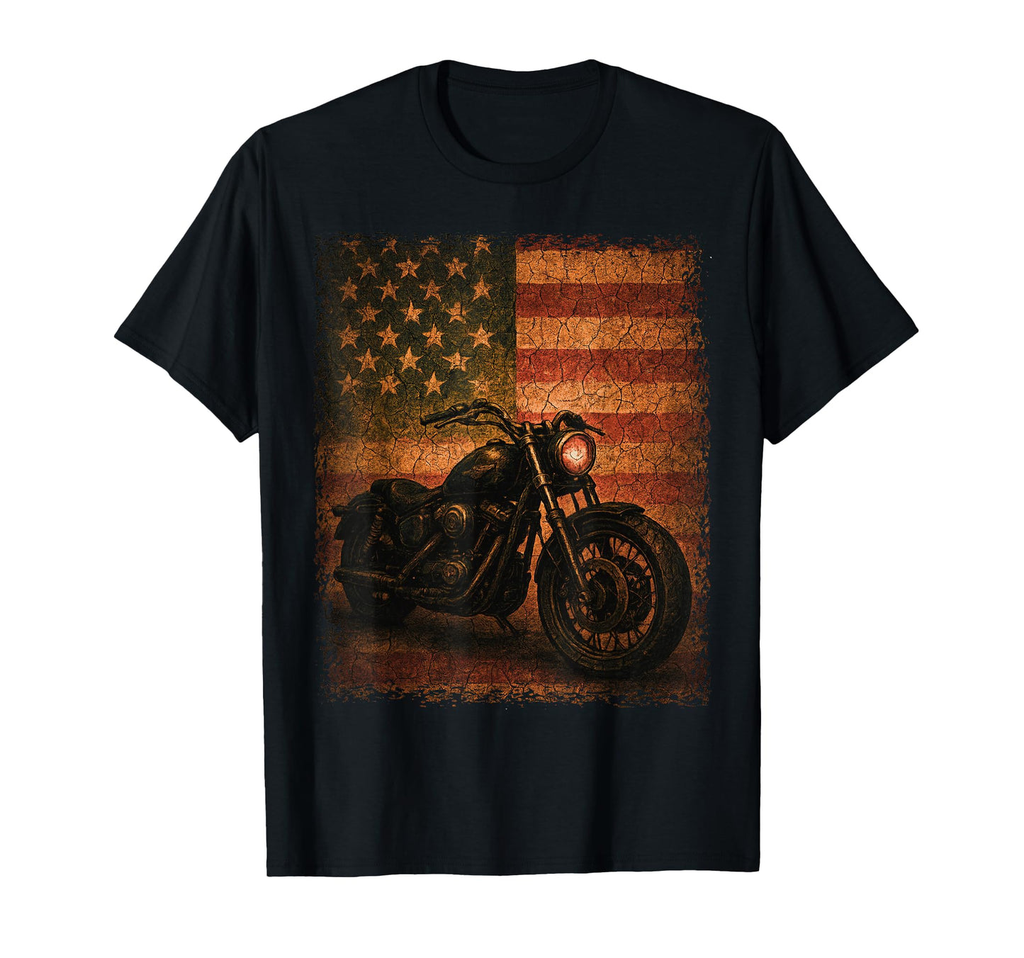 Patriotic Biker Motorcycle American Flag T-Shirt - Graphic Print Unisex - T-Shirt, Sweatshirt, Hoodie