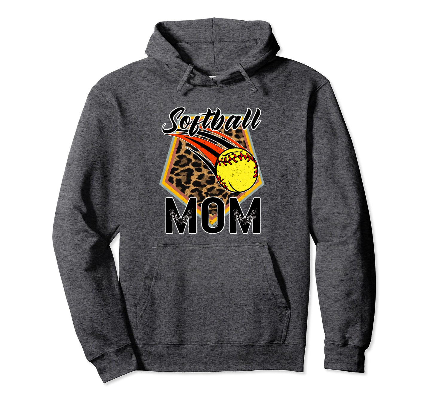 Softball Mom Leopard Funny Softball Mom Hoodie - Trendy Graphic for Adults - T-Shirt, Sweatshirt, Hoodie