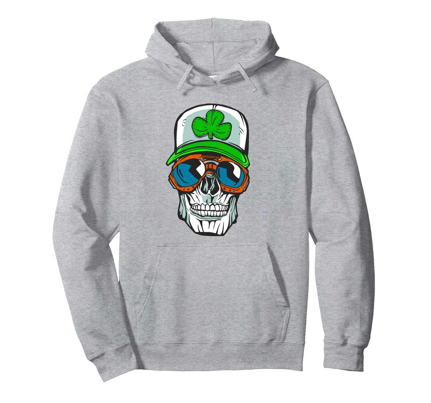 St Patricks Day Skull Glasses Saint Hoodie - Custom Art Print for Adults - T-Shirt, Sweatshirt, Hoodie