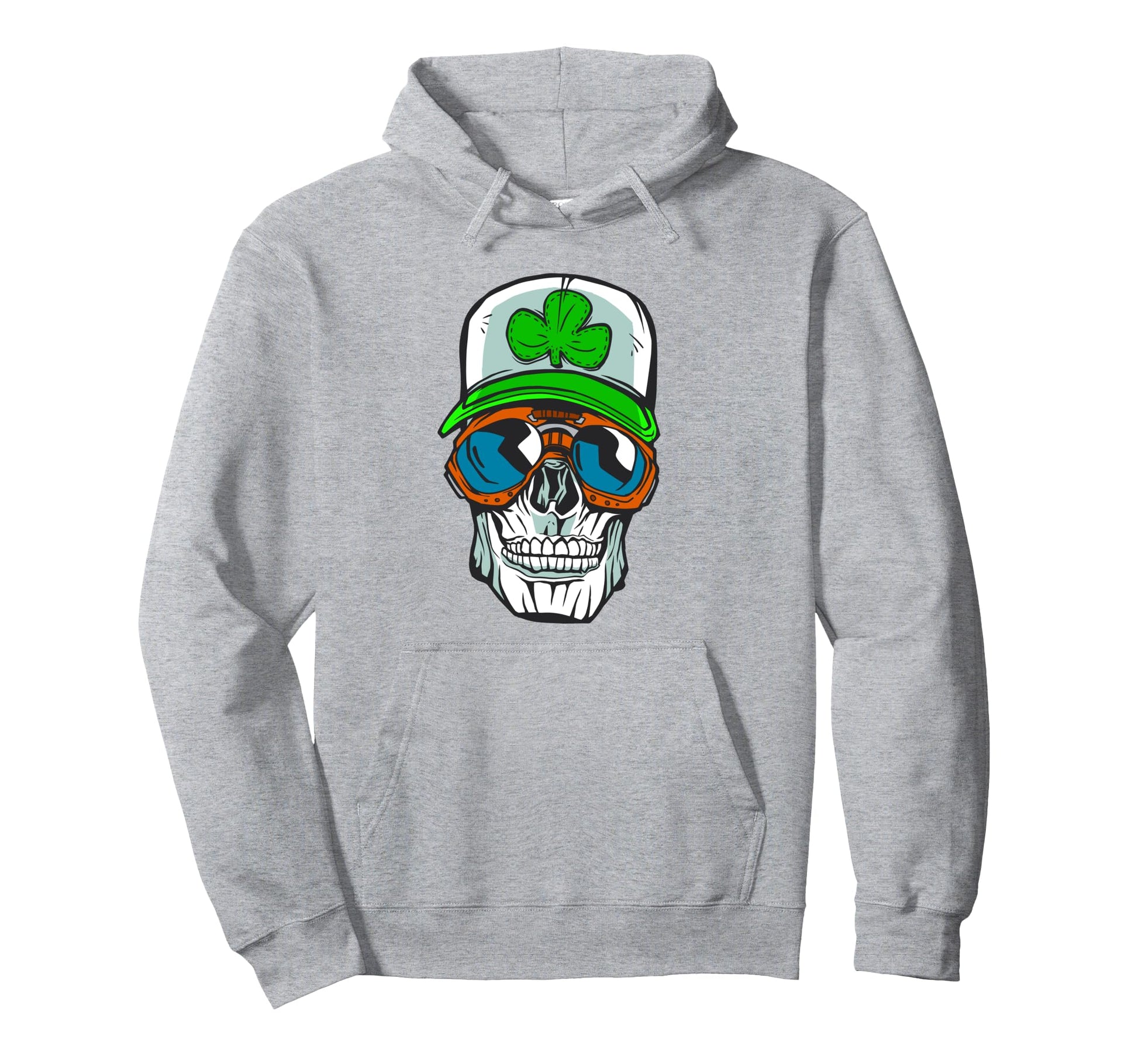 St Patricks Day Skull Glasses Saint Hoodie - Custom Art Print for Adults - T-Shirt, Sweatshirt, Hoodie