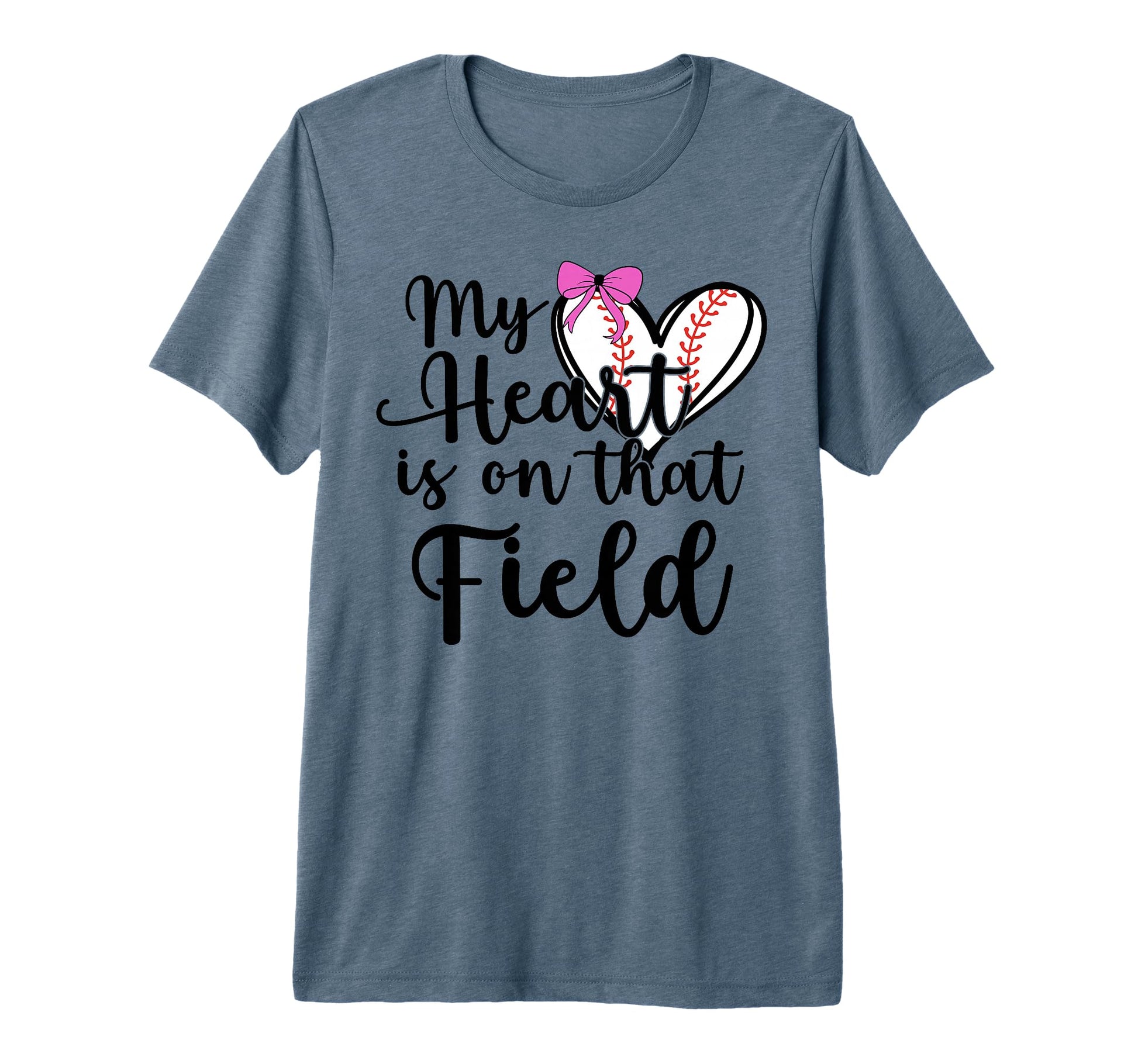 Baseball Mom Coquette Bow My Heart Is T-Shirt - Streetwear Style Unisex - T-Shirt, Sweatshirt, Hoodie