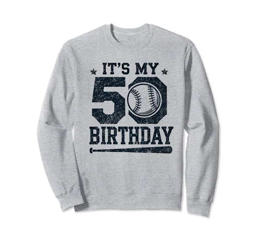 Baseball 50 Years Old Birthday Sweatshirt - Trendy Graphic for Adults - T-Shirt, Sweatshirt, Hoodie