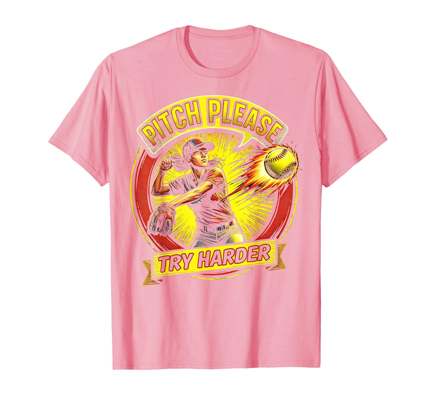 Pitch Please Try Harder Softball T-Shirt - Minimalist Print for Adults - T-Shirt, Sweatshirt, Hoodie
