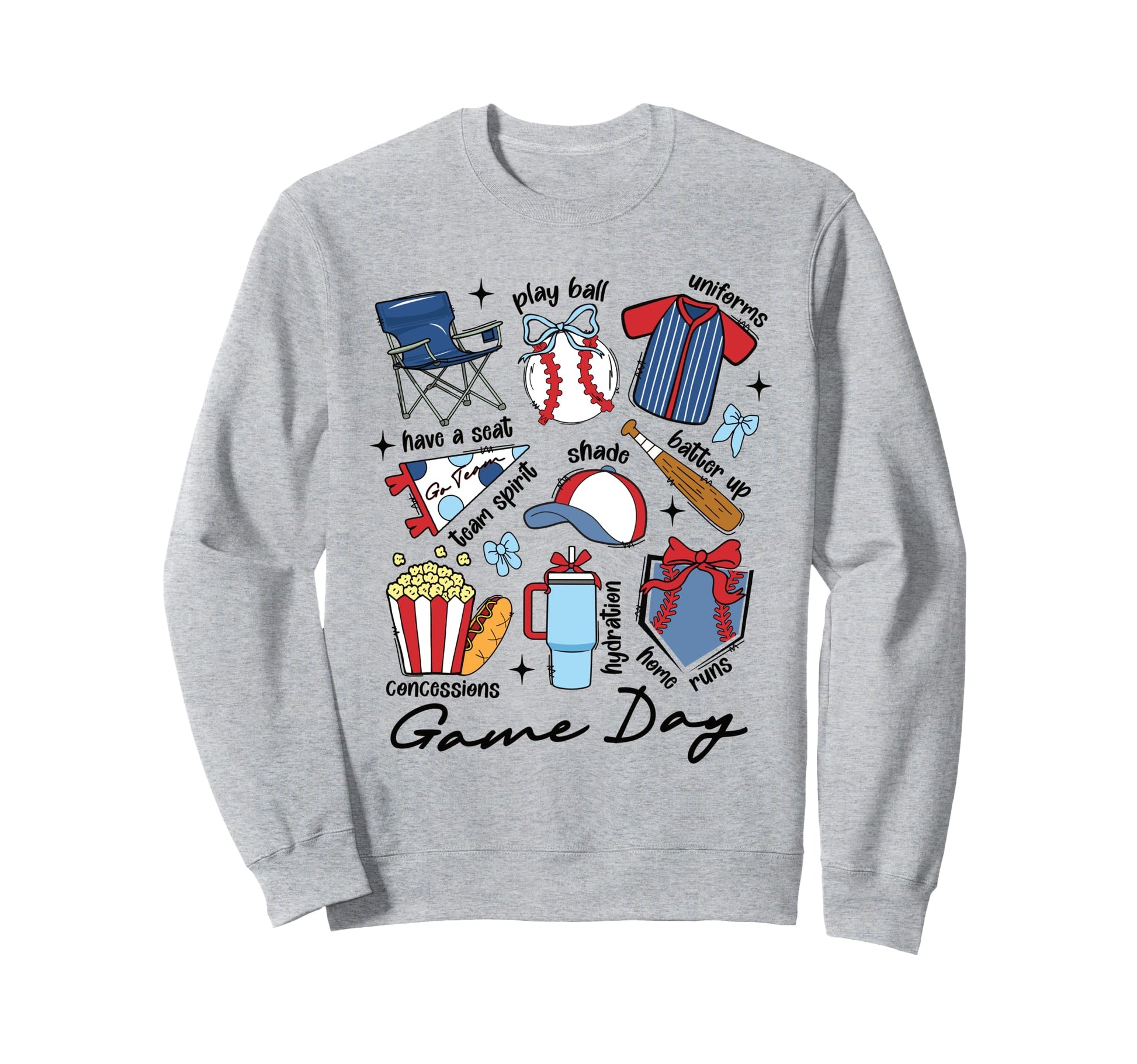 Game Day Baseball Sports Sweatshirt - Casual Everyday Wear Men Women - T-Shirt, Sweatshirt, Hoodie