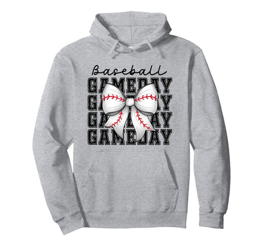 Baseball Game Day Mom Coquette Bow Hoodie - Streetwear Style Men Women - T-Shirt, Sweatshirt, Hoodie