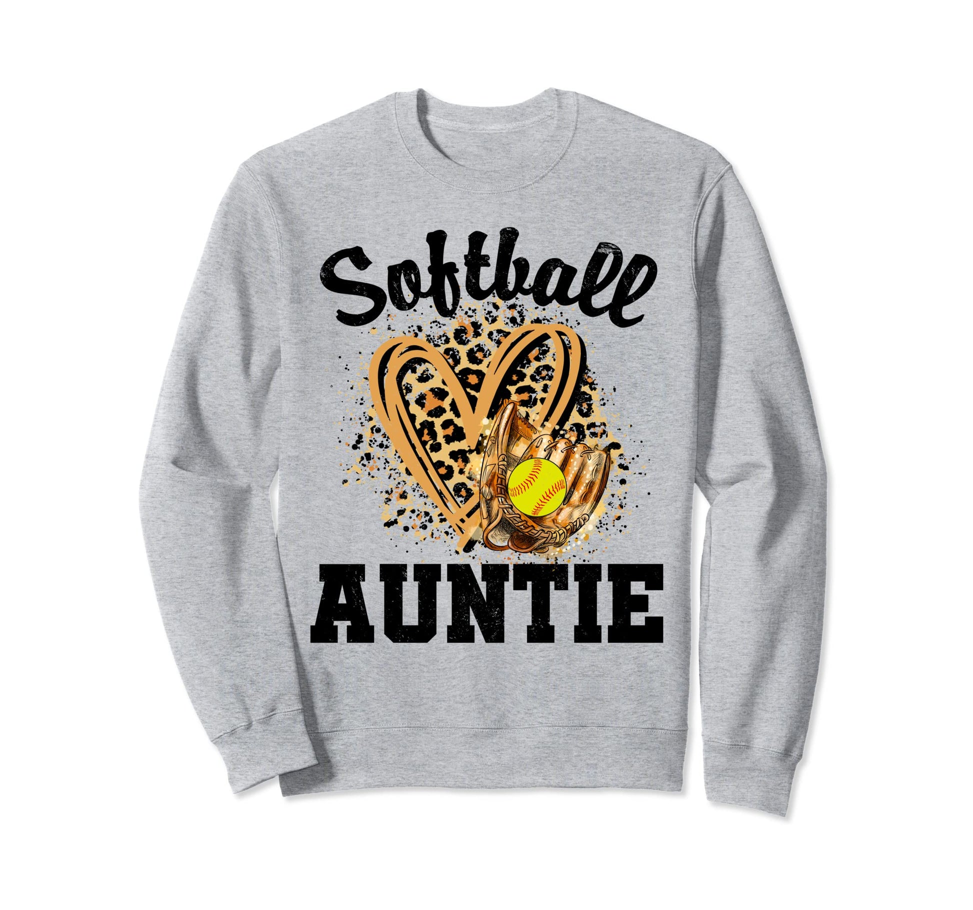 Leopard Heart Game Day Baseball Auntie Hoodie - Trendy Graphic Men Women - T-Shirt, Sweatshirt, Hoodie