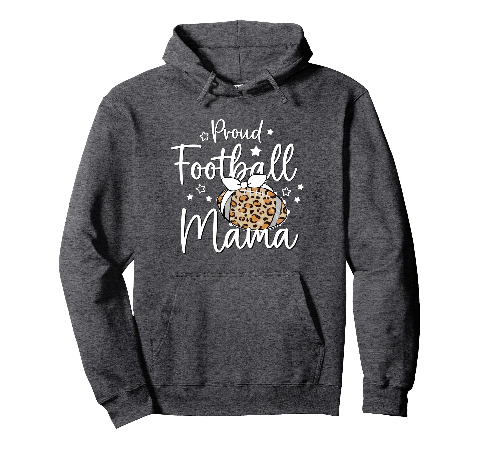 Proud Football Mama Leopard Game Day Spirit Hoodie - Trendy Graphic Unisex - T-Shirt, Sweatshirt, Hoodie