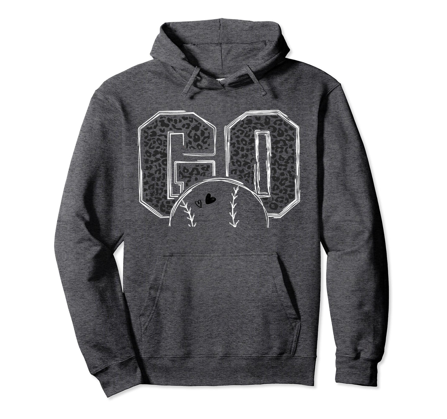 Go Baseball Softball Leopard Hoodie - Casual Everyday Wear Unisex - T-Shirt, Sweatshirt, Hoodie