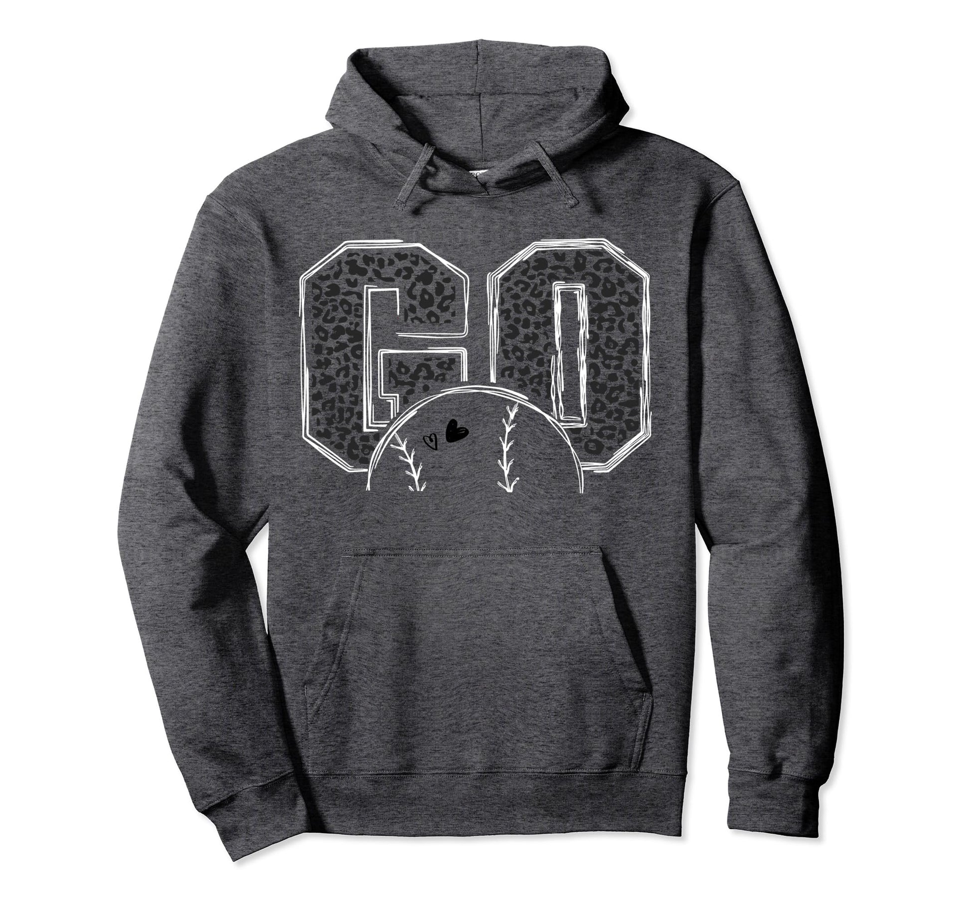 Go Baseball Softball Leopard Hoodie - Casual Everyday Wear Unisex - T-Shirt, Sweatshirt, Hoodie
