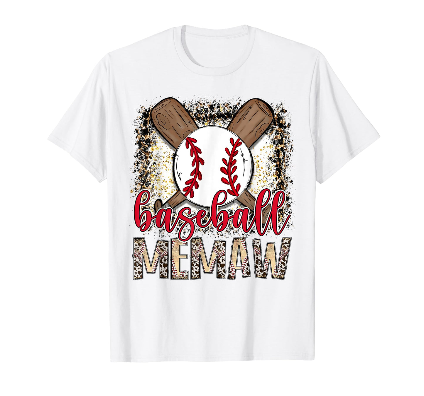 Baseball Memaw Leopard Proud Ball T-Shirt - Trendy Graphic for Adults - T-Shirt, Sweatshirt, Hoodie