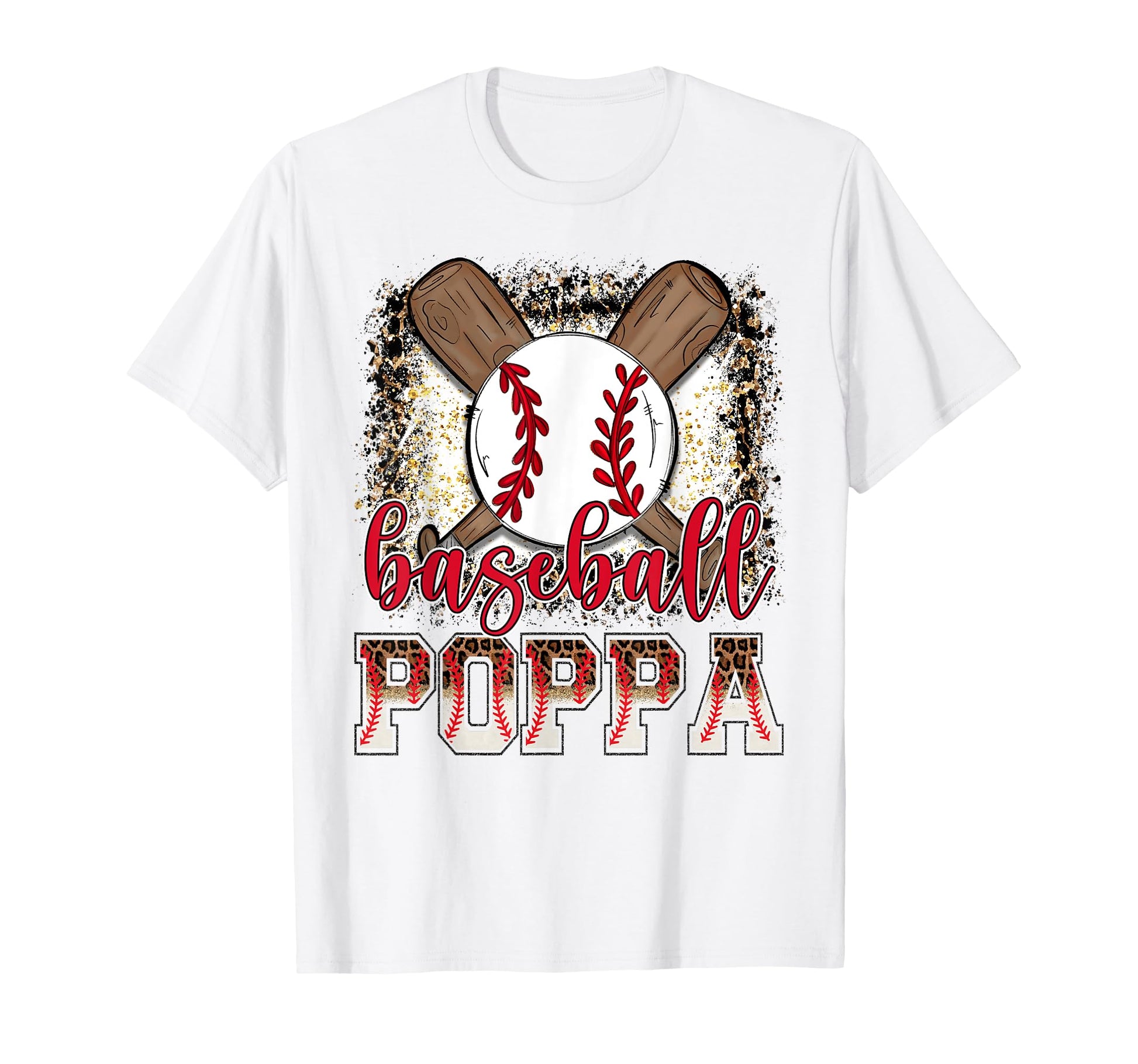 Baseball Poppa Leopard Proud Ball Poppa T-Shirt - Custom Art Print Unisex - T-Shirt, Sweatshirt, Hoodie