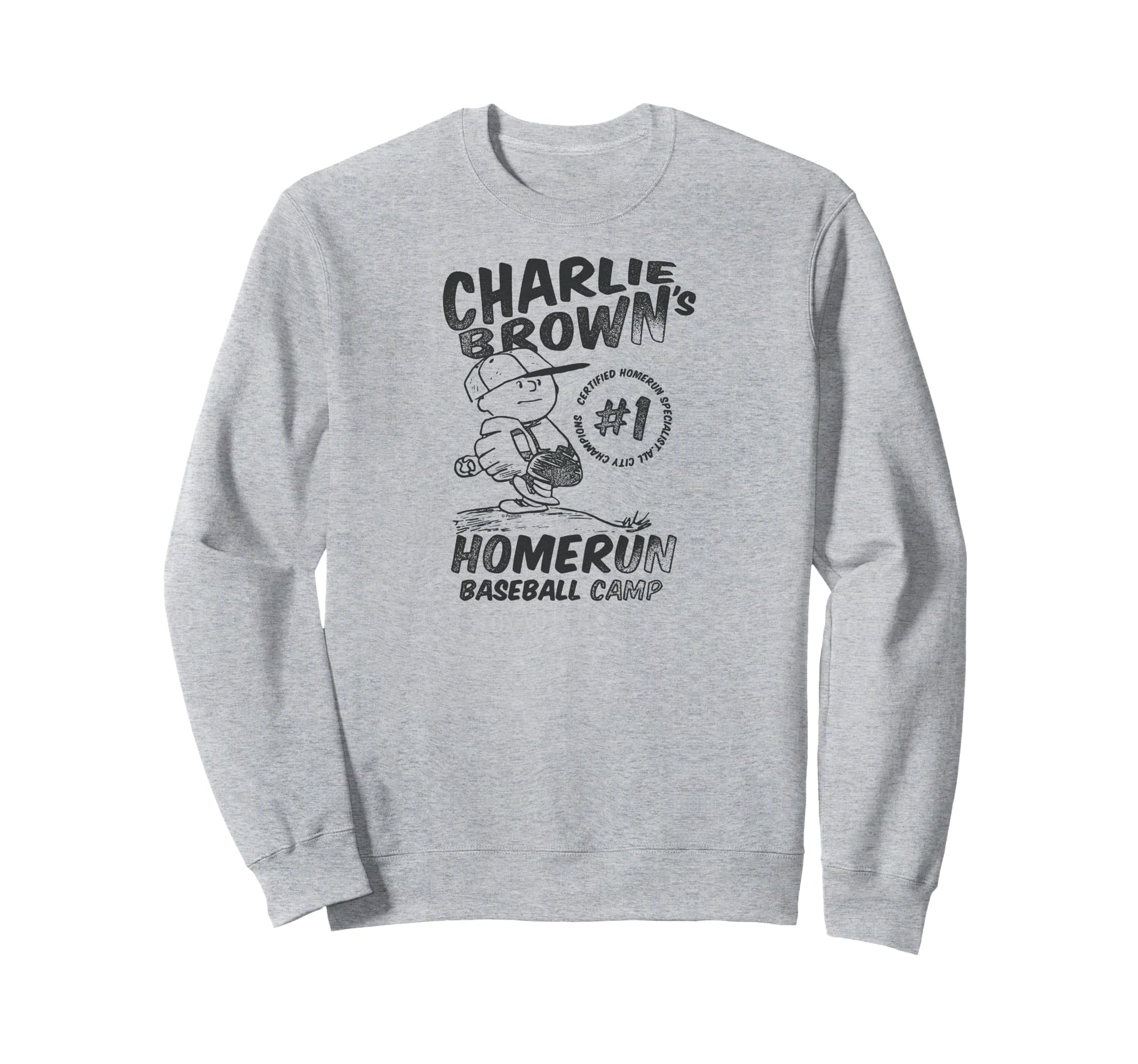 Charlie Brown Homerun Baseball Camp Sweatshirt - Unique Graphic for Adults - T-Shirt, Sweatshirt, Hoodie