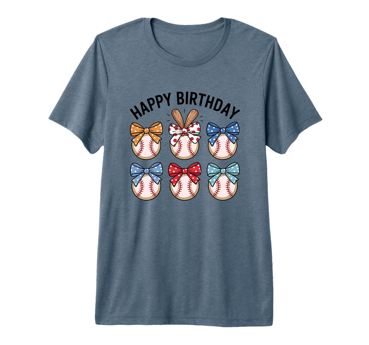 Happy Birthday Baseball Bow Tie T-Shirt - Casual Everyday Wear Men Women - T-Shirt, Sweatshirt, Hoodie