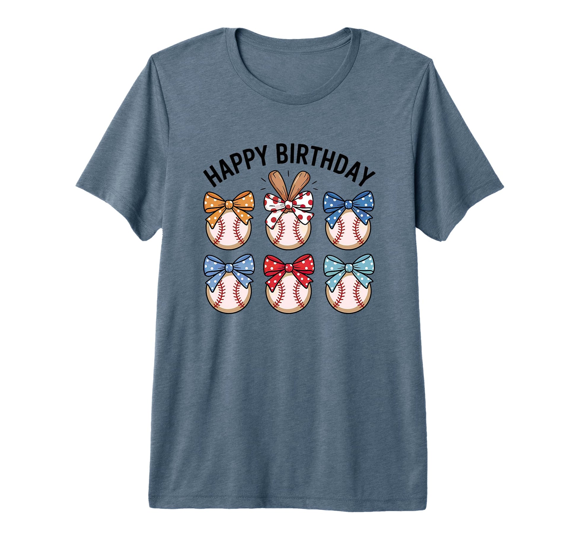 Happy Birthday Baseball Bow Tie T-Shirt - Casual Everyday Wear Men Women - T-Shirt, Sweatshirt, Hoodie