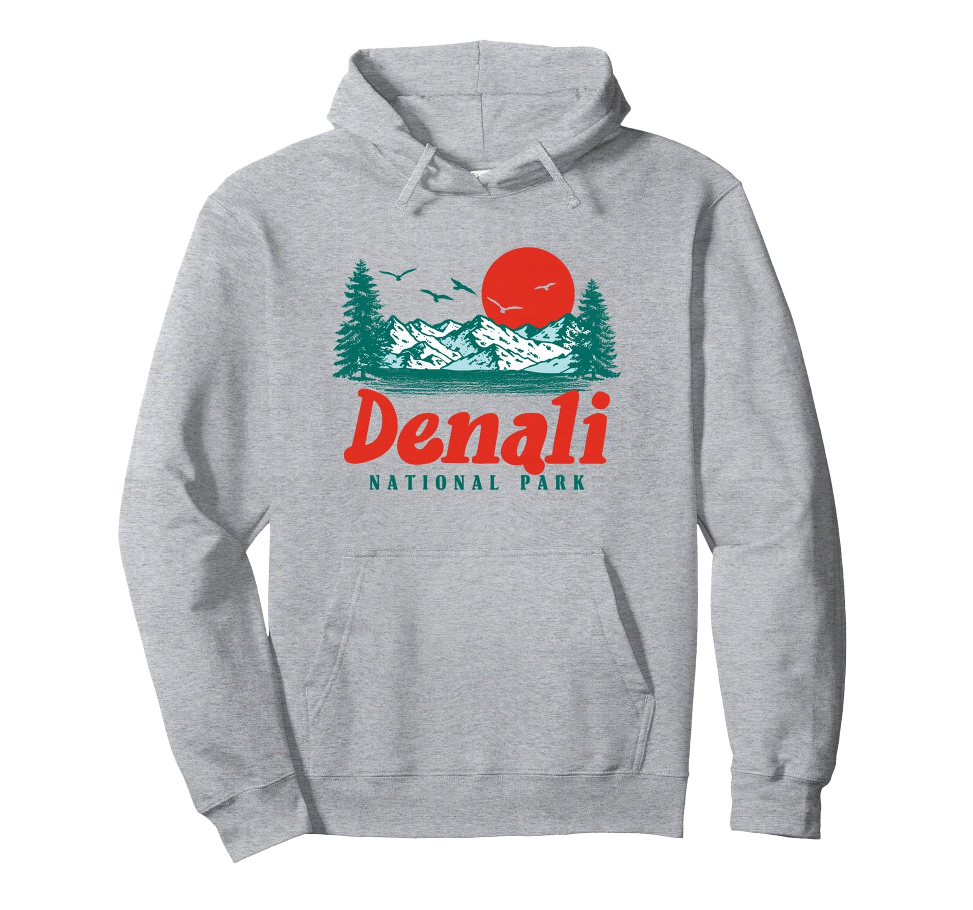 Denali National Park Mountain Trees Sun Hoodie - Graphic Print for Adults - T-Shirt, Sweatshirt, Hoodie