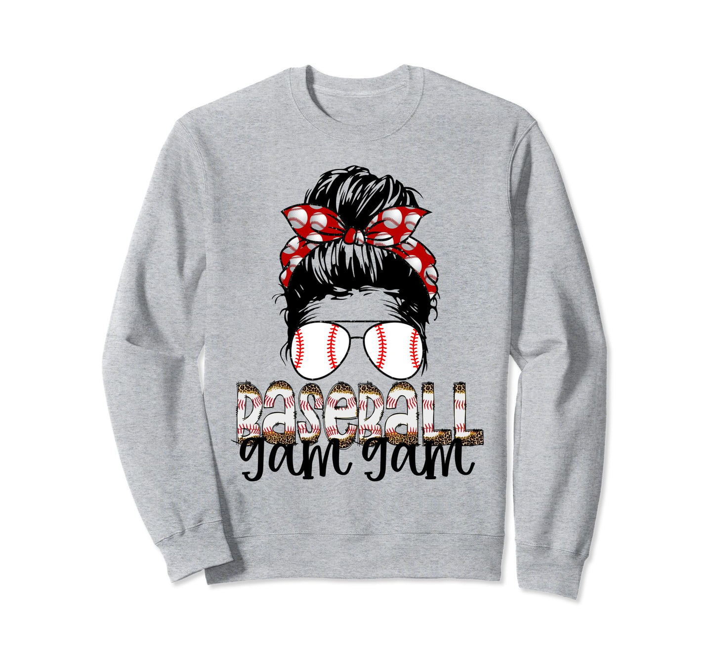 Baseball Gam Gam Messy Bun Sunglass Sweatshirt - Minimalist Print Unisex - T-Shirt, Sweatshirt, Hoodie