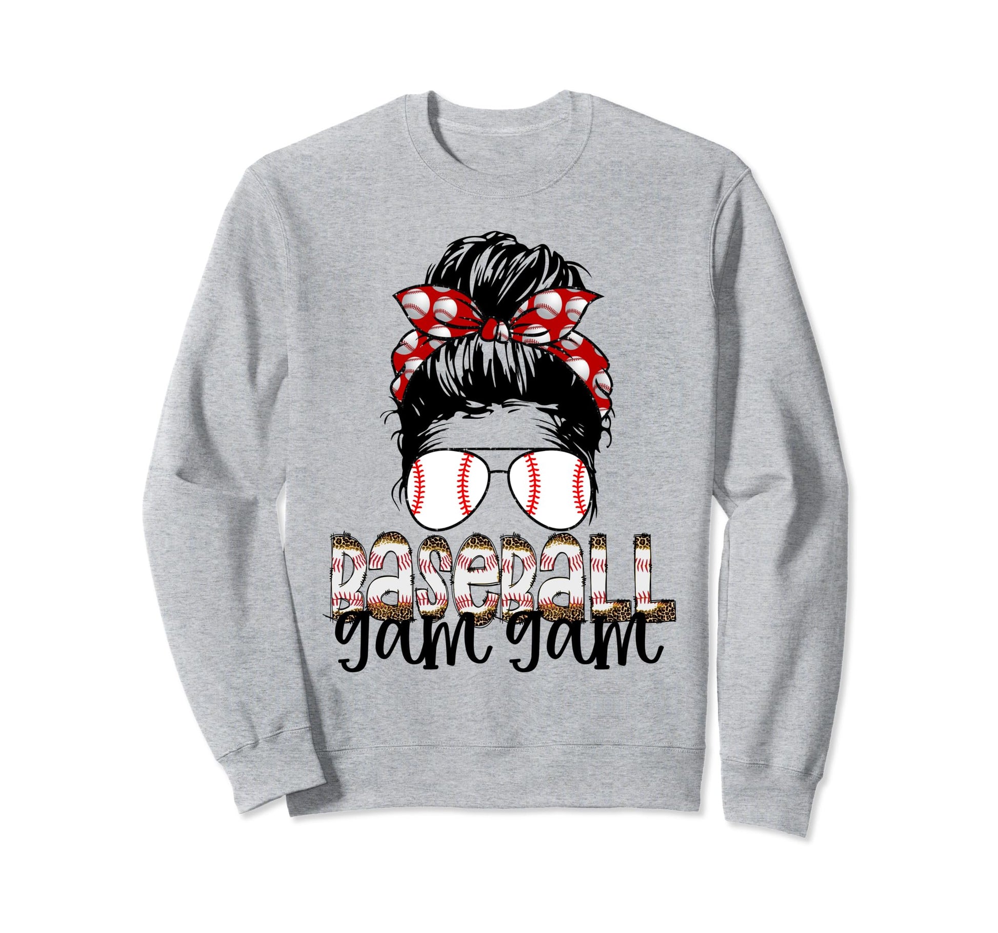 Baseball Gam Gam Messy Bun Sunglass Sweatshirt - Minimalist Print Unisex - T-Shirt, Sweatshirt, Hoodie