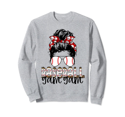 Baseball Gam Gam Messy Bun Sunglass Sweatshirt - Minimalist Print Unisex - T-Shirt, Sweatshirt, Hoodie