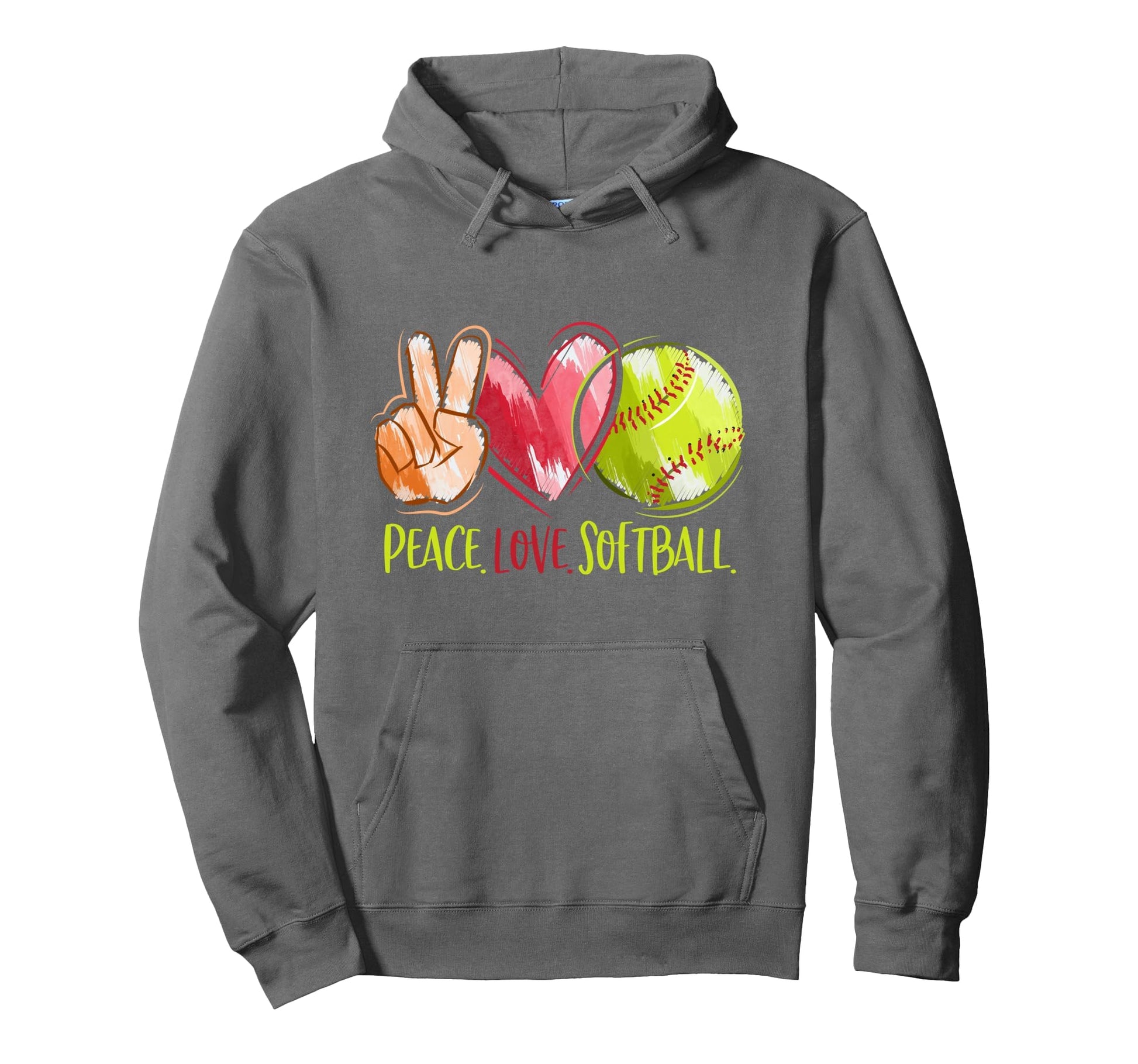 Softball Player Peace Love Softball Hoodie - Graphic Print for Adults - T-Shirt, Sweatshirt, Hoodie