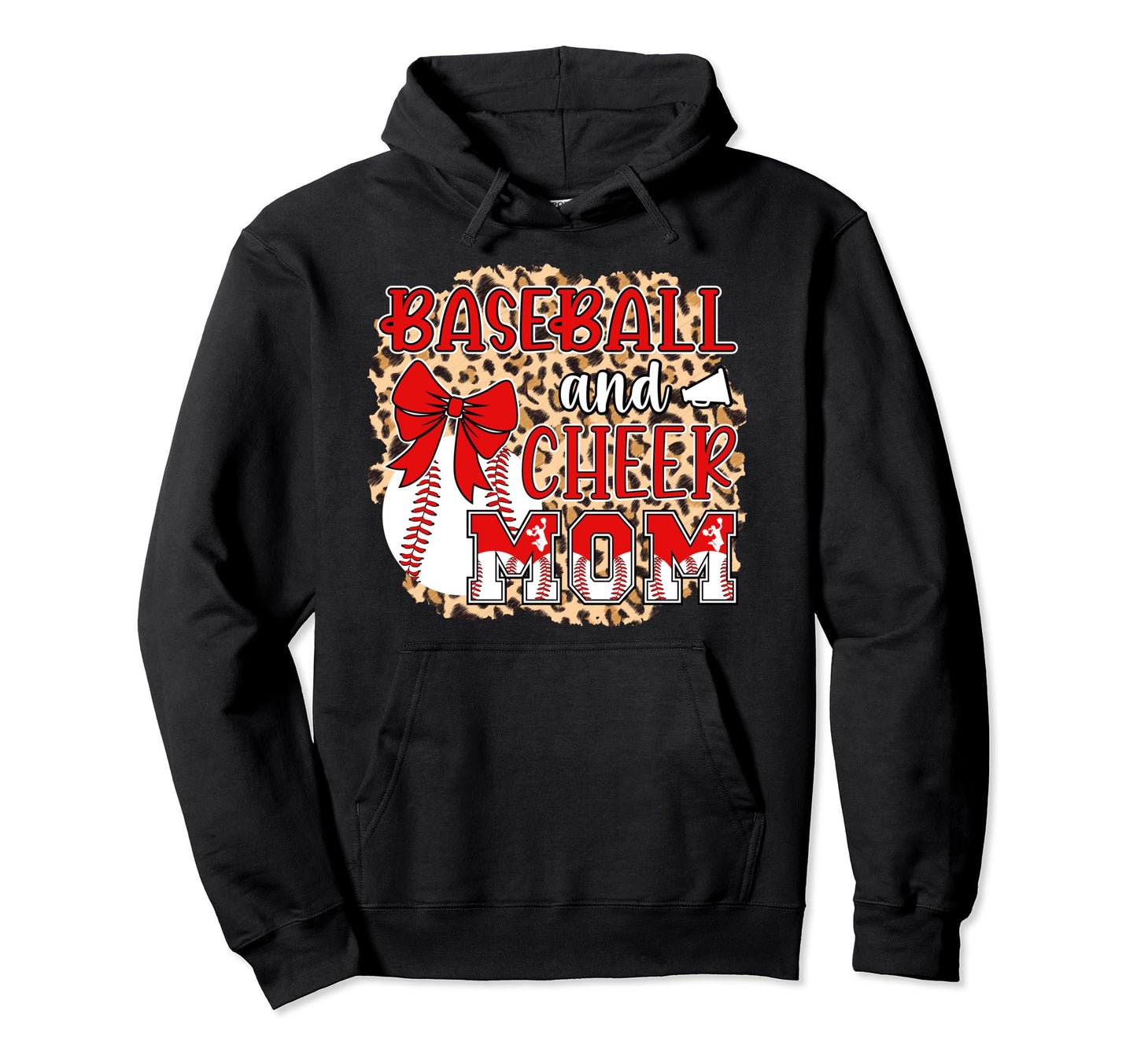 Baseball And Cheer Mom Leopard Cheerleading Hoodie - Trendy Graphic Unisex - T-Shirt, Sweatshirt, Hoodie
