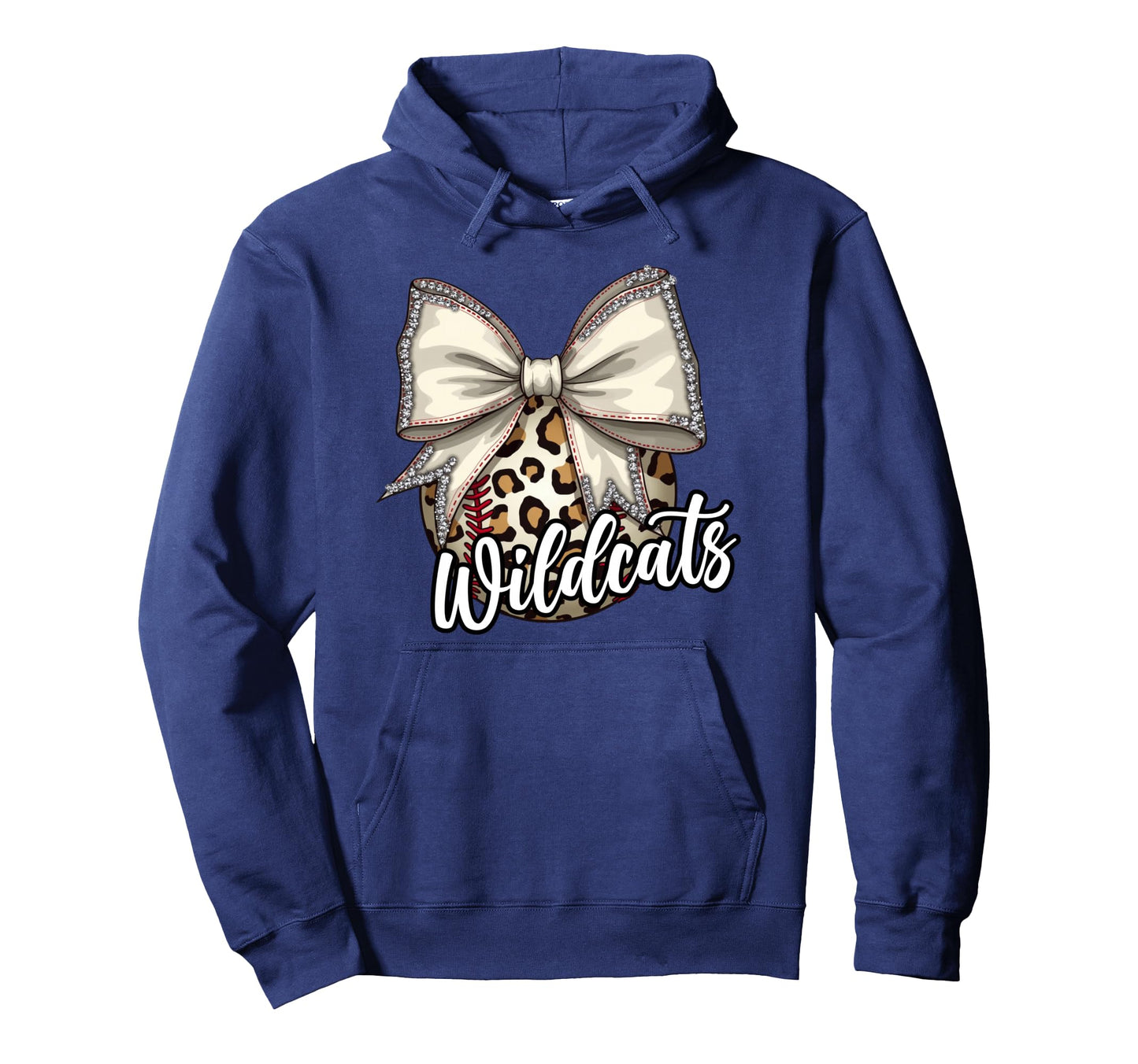 Wildcats Baseball Leopard Coquette Bow Hoodie - Streetwear Style Unisex - T-Shirt, Sweatshirt, Hoodie