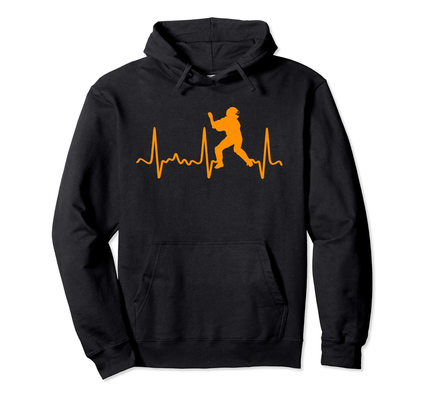 Orange Heartbeat Baseball Catcher Hoodie - Aesthetic Graphic for Adults - T-Shirt, Sweatshirt, Hoodie