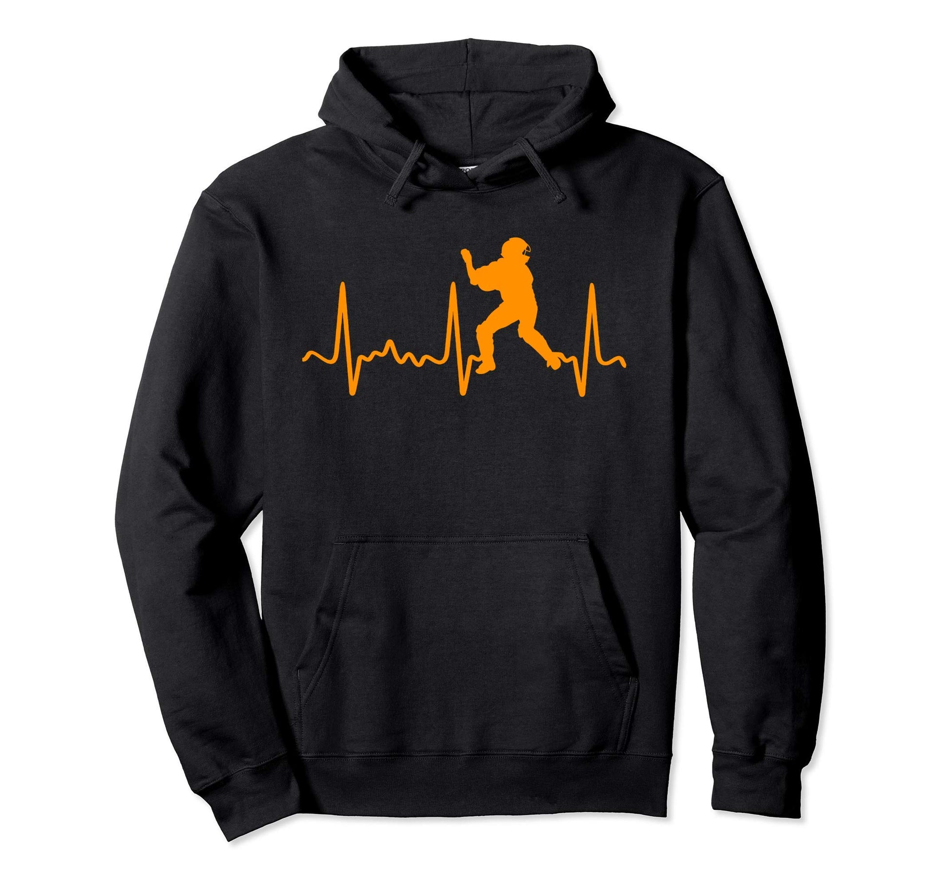 Orange Heartbeat Baseball Catcher Hoodie - Aesthetic Graphic for Adults - T-Shirt, Sweatshirt, Hoodie