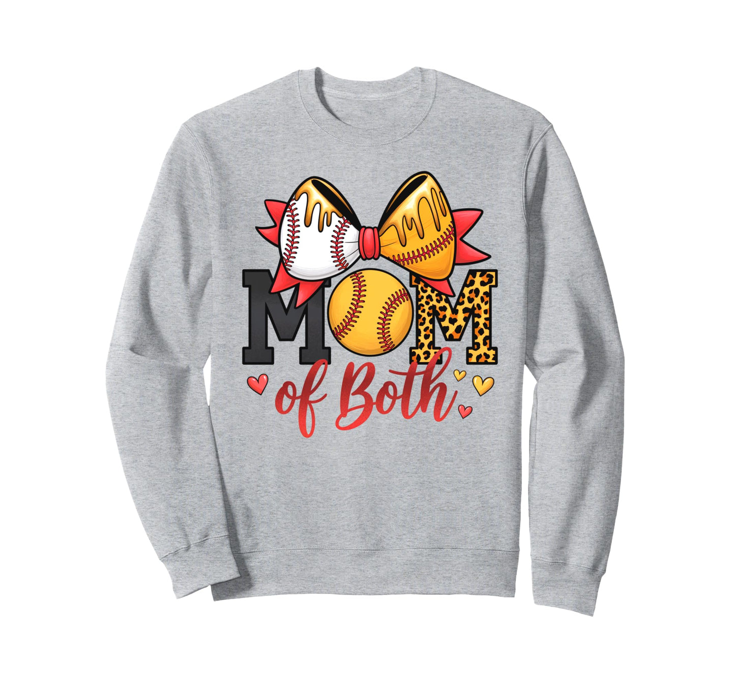 Mom Both Leopard Game Day Baseball Sweatshirt - Trendy Graphic for Adults - T-Shirt, Sweatshirt, Hoodie