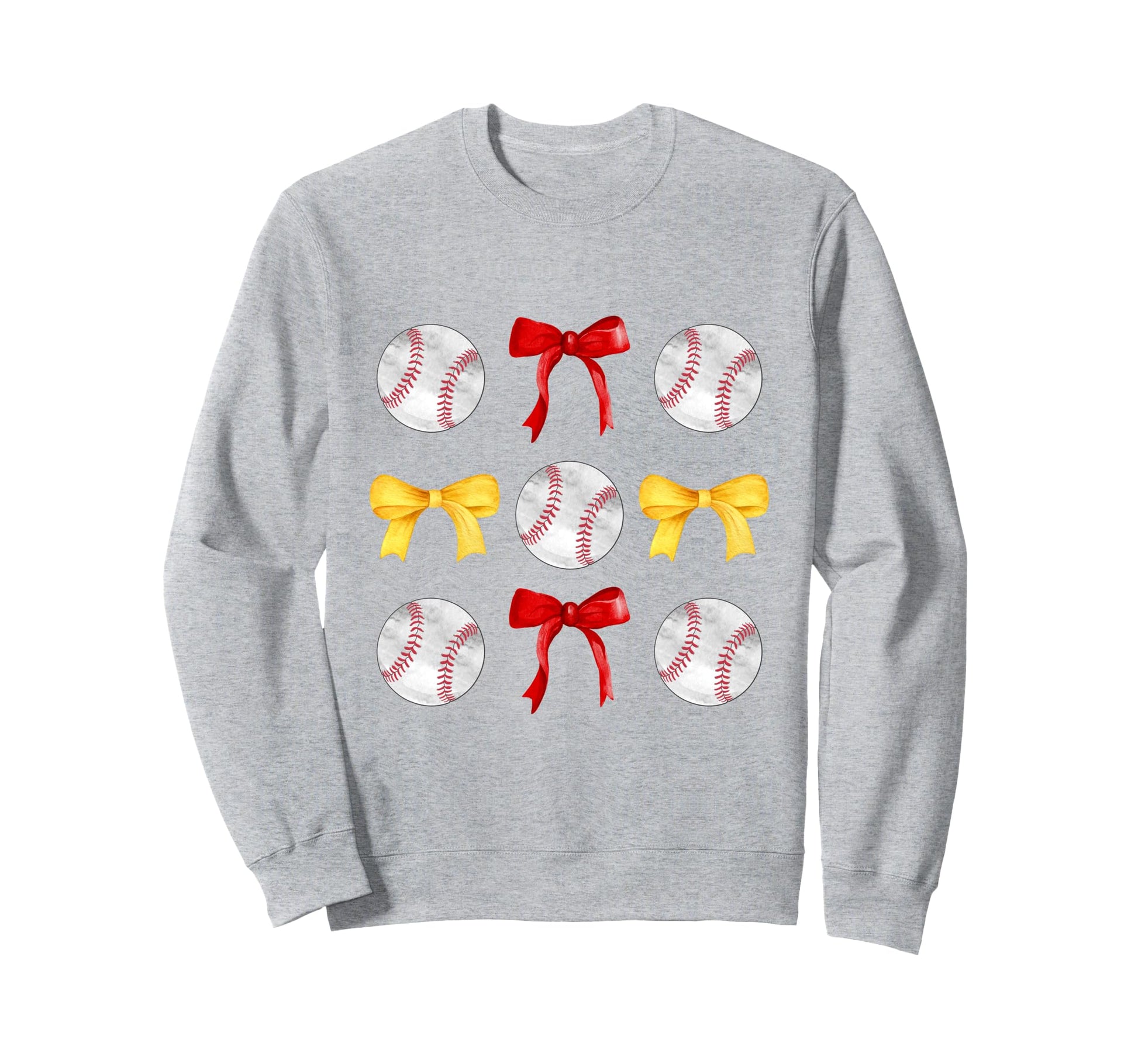 Baseballs Red Yellow Gold Bows Sweatshirt - Fun Novelty Design for Adults - T-Shirt, Sweatshirt, Hoodie