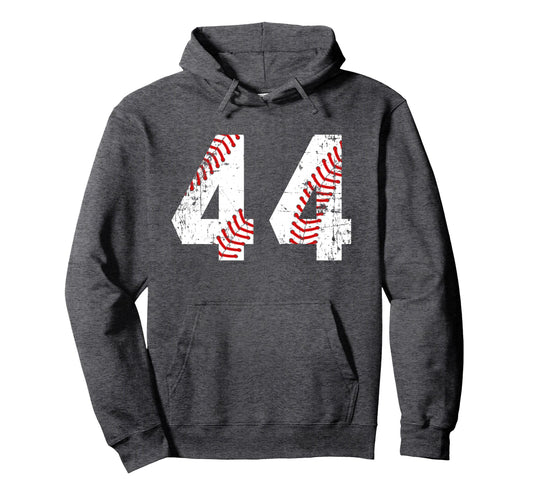 Baseball 44 Jersey Number Hoodie - Unique Graphic Men Women - T-Shirt, Sweatshirt, Hoodie