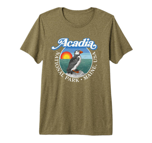 Acadia National Park Maine Puffin T-Shirt - Custom Art Print for Adults - T-Shirt, Sweatshirt, Hoodie