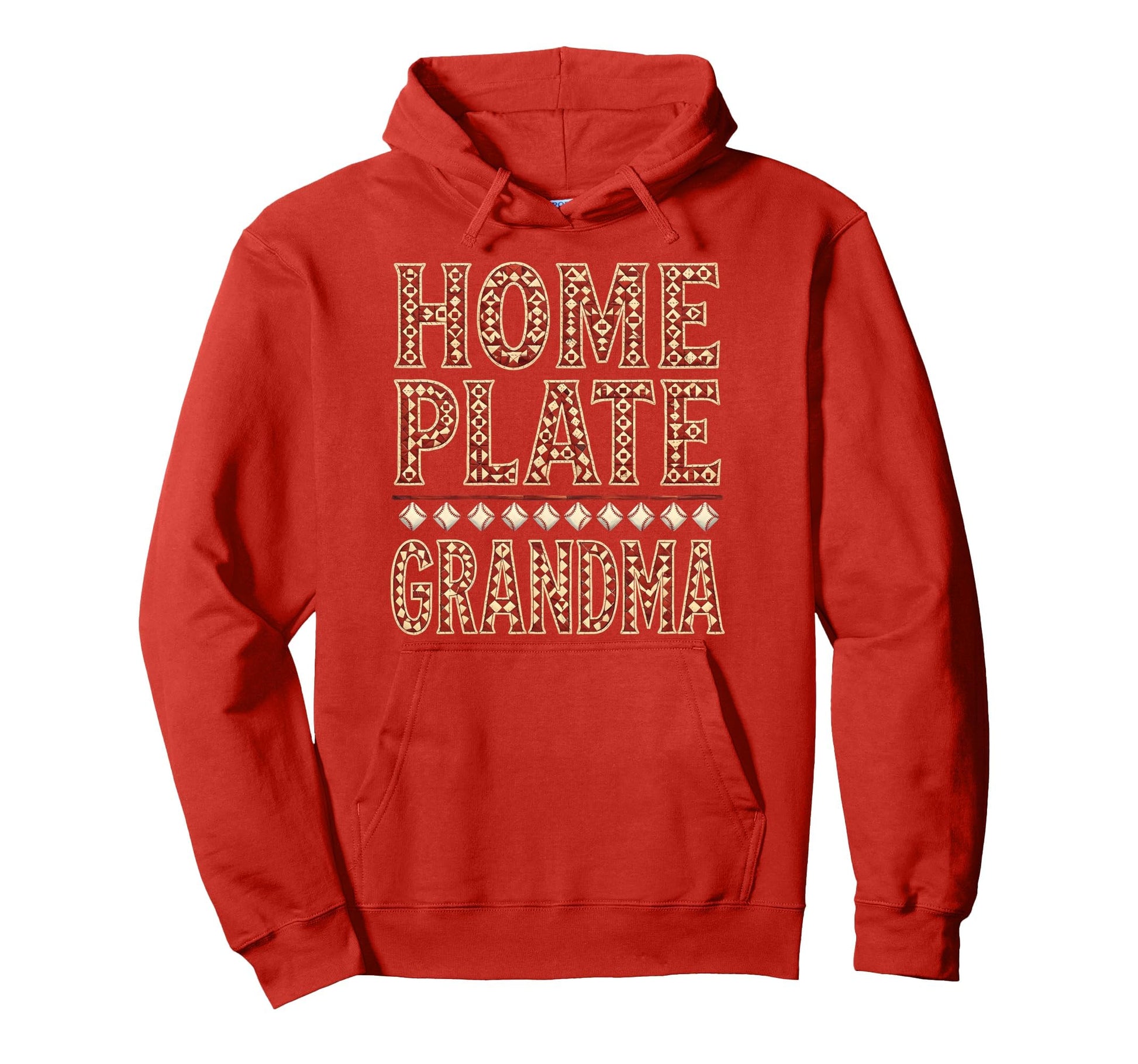 Home Plate Grandma Baseball Fan Hoodie - Trendy Graphic for Adults - T-Shirt, Sweatshirt, Hoodie