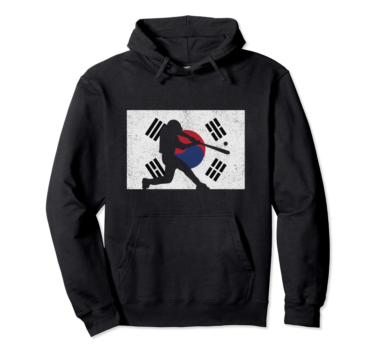 Baseball South Korean Distressed Hoodie - Fun Novelty Design for Adults - T-Shirt, Sweatshirt, Hoodie