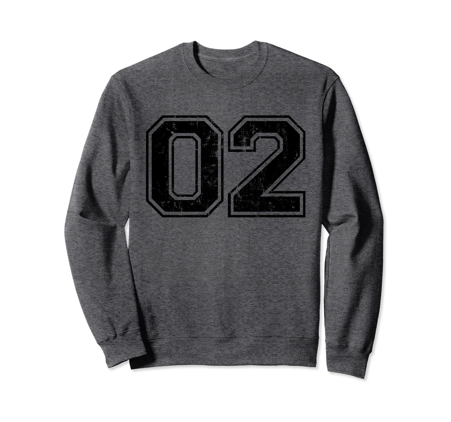 Number 02 Two Varsity Distressed Sweatshirt - Casual Everyday Wear Unisex - T-Shirt, Sweatshirt, Hoodie