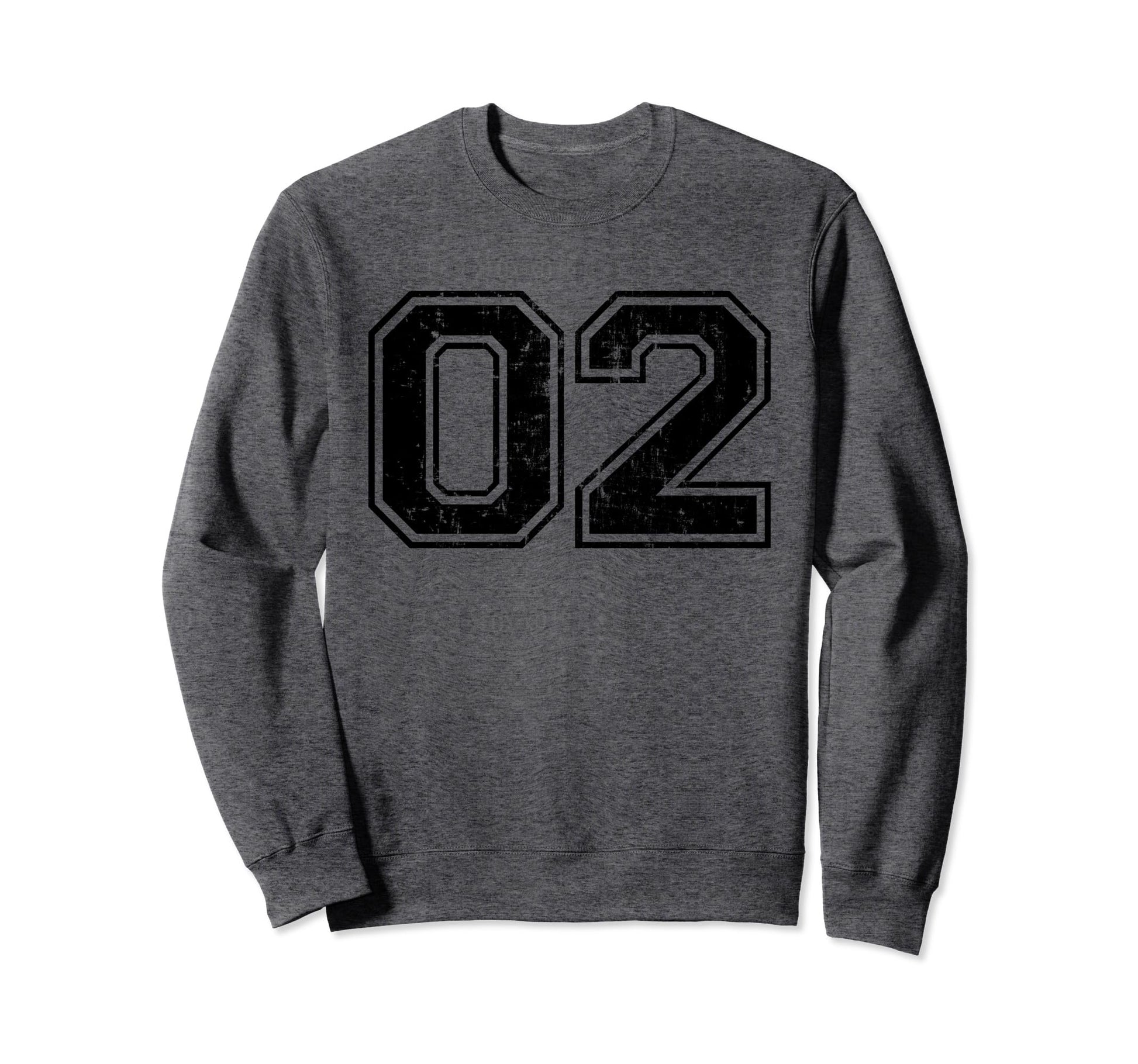 Number 02 Two Varsity Distressed Sweatshirt - Casual Everyday Wear Unisex - T-Shirt, Sweatshirt, Hoodie