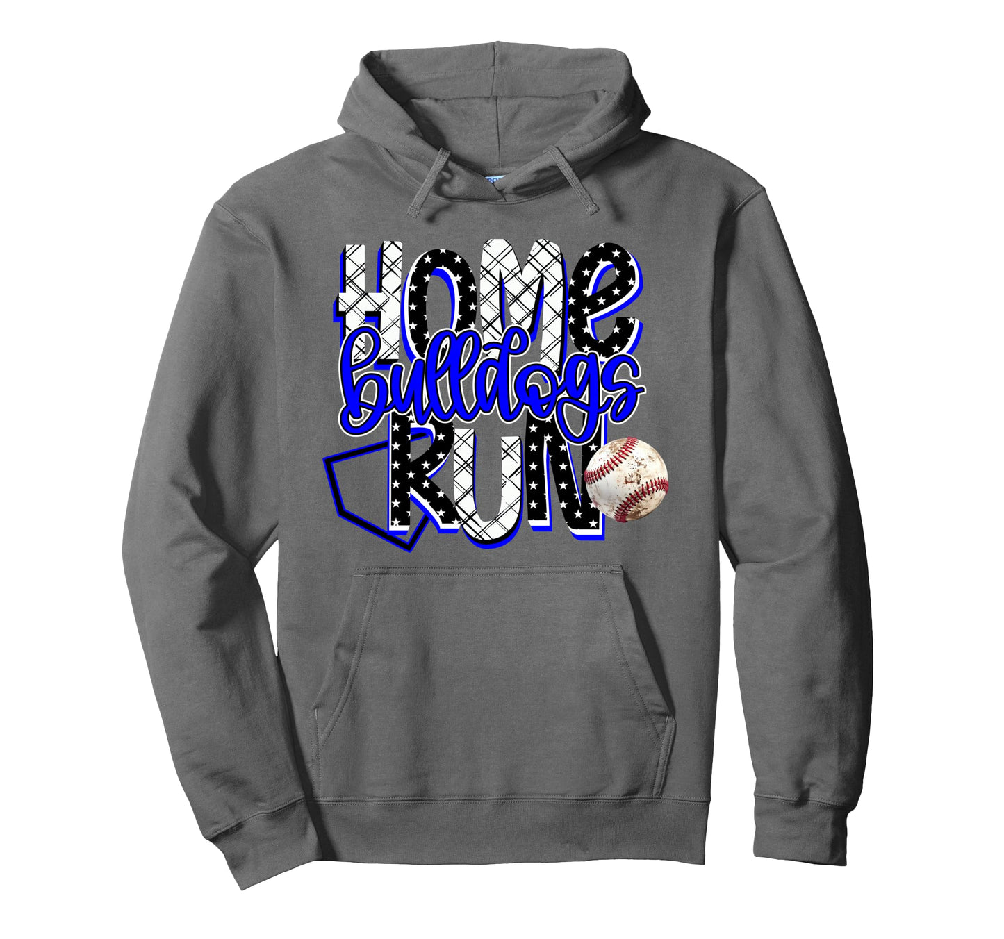 Home Run Bulldogs Baseball Game Day Blue Hoodie - Unique Graphic Men Women - T-Shirt, Sweatshirt, Hoodie
