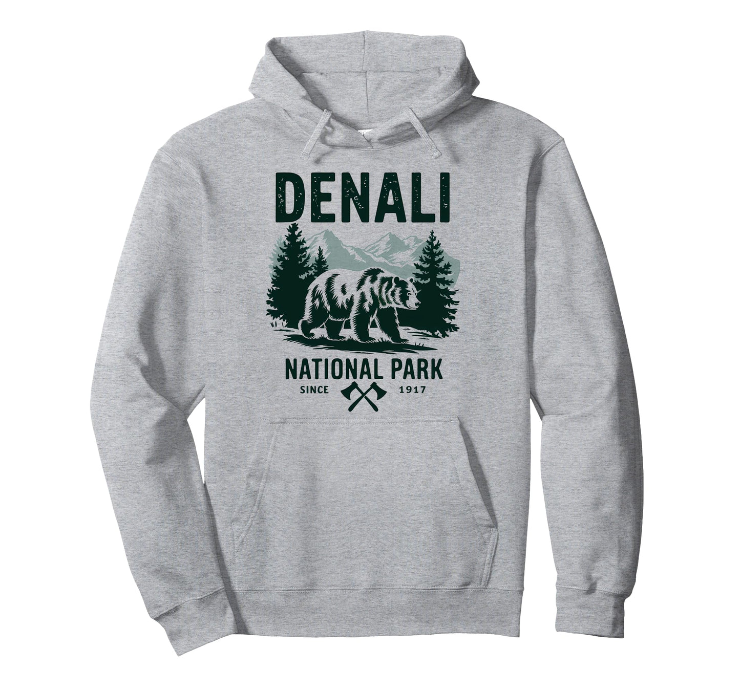 Denali Est 1917 Alaska National Park Hoodie - Minimalist Print Men Women - T-Shirt, Sweatshirt, Hoodie