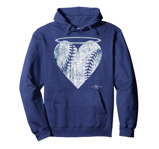 Angel Baseball Heart Halo Hoodie - Graphic Print Men Women - T-Shirt, Sweatshirt, Hoodie