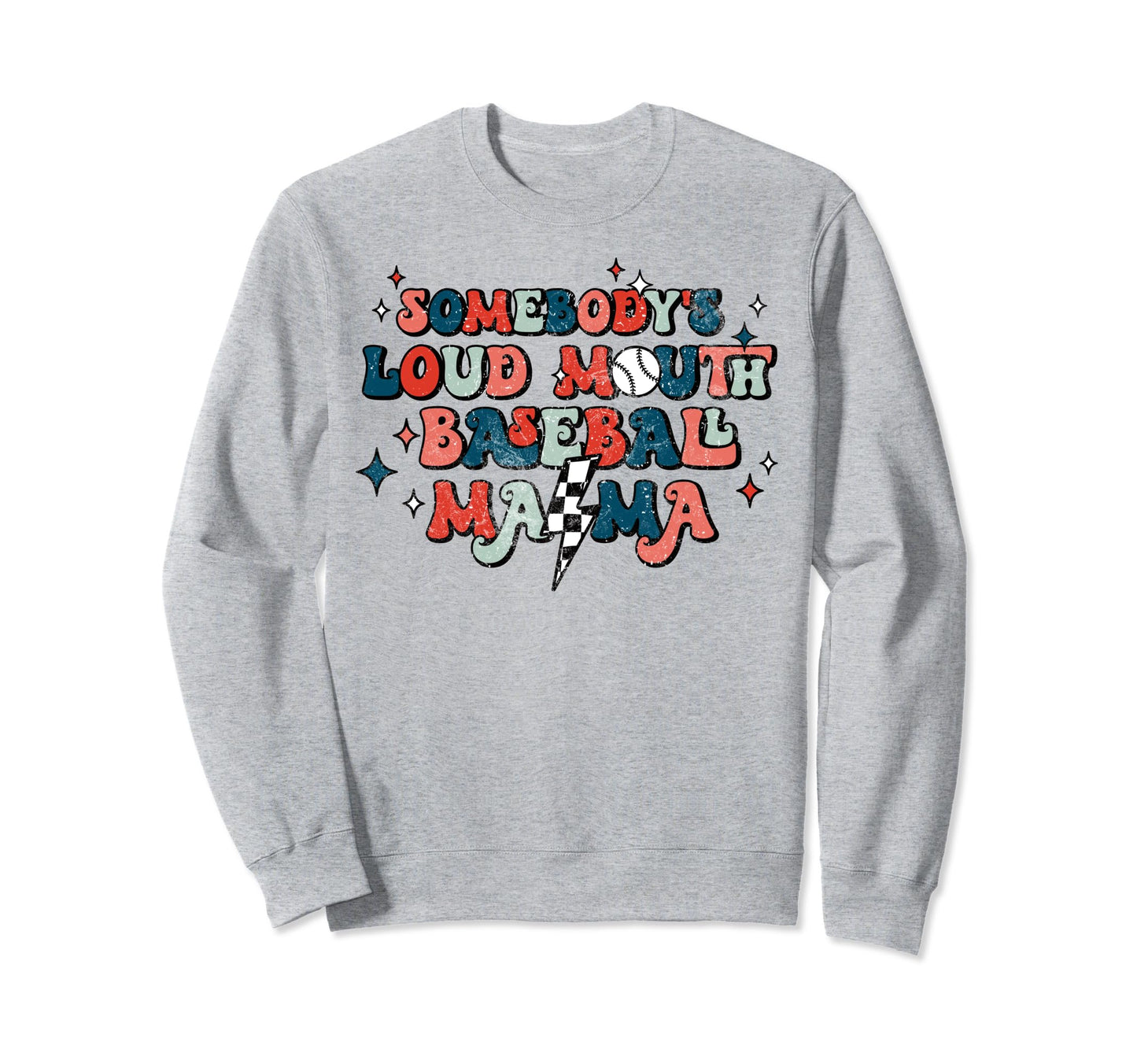 Funny Baseball Mama Checkered Sweatshirt - Custom Art Print Unisex - T-Shirt, Sweatshirt, Hoodie