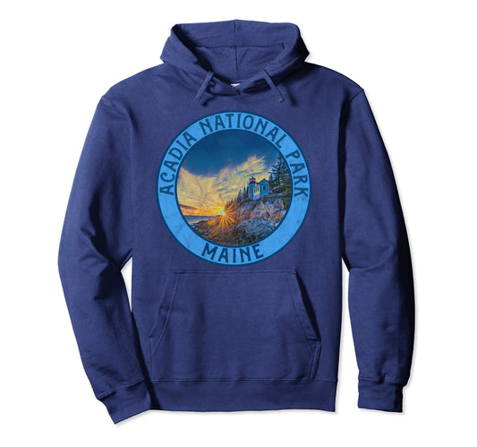 Acadia National Park Distressed Beach Hoodie - Fun Novelty Design Men Women - T-Shirt, Sweatshirt, Hoodie