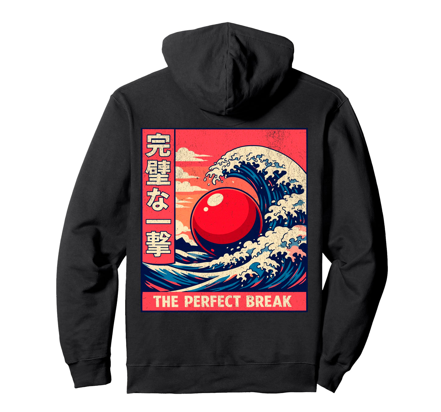Japanese Snooker Wave Great Break Kanji Hoodie - Graphic Print for Adults - T-Shirt, Sweatshirt, Hoodie