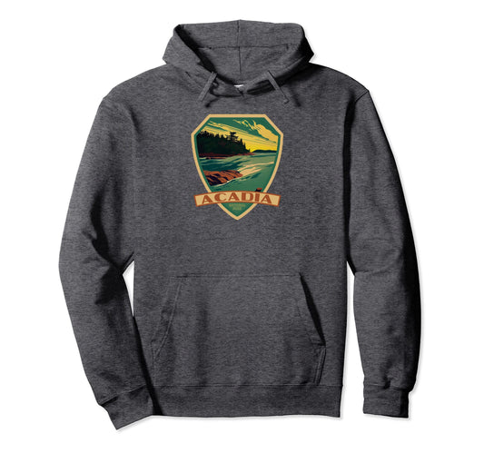 Acadia National Park Wpa Badge Hoodie - Aesthetic Graphic Men Women - T-Shirt, Sweatshirt, Hoodie