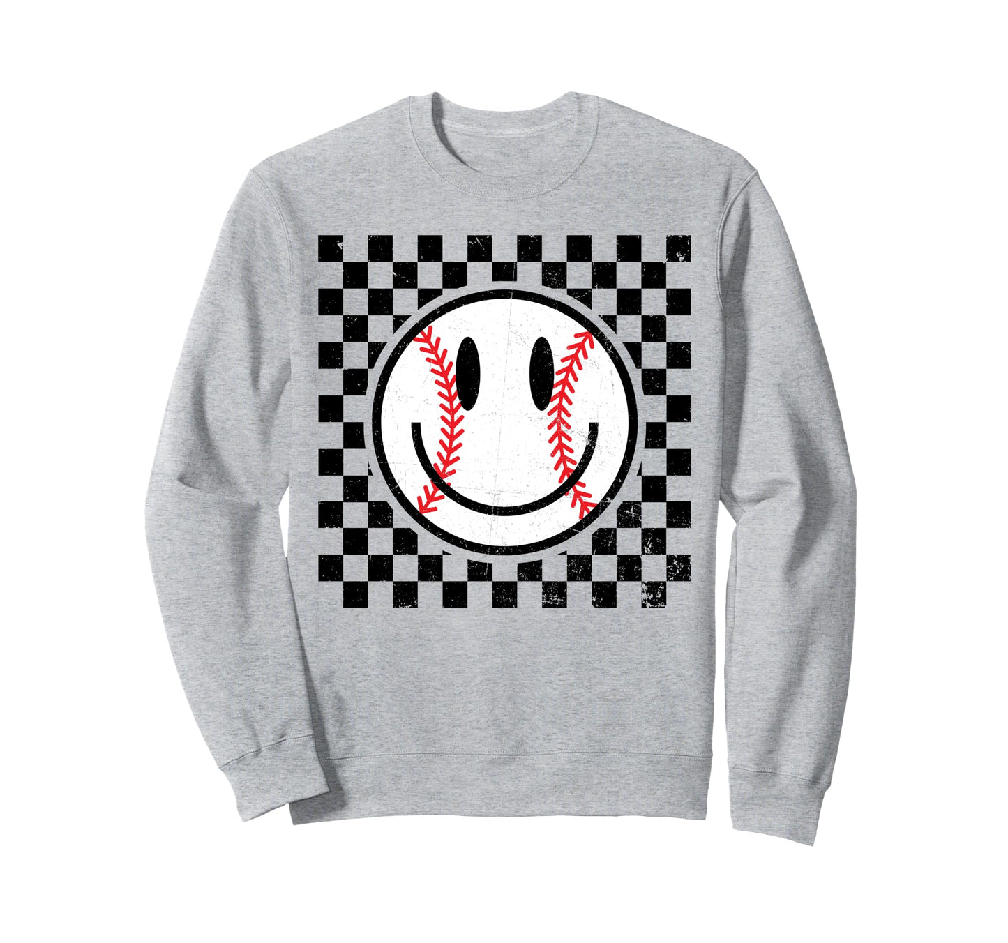 Baseball F Ce Checkered Baseball Sweatshirt - Casual Everyday Wear Unisex - T-Shirt, Sweatshirt, Hoodie